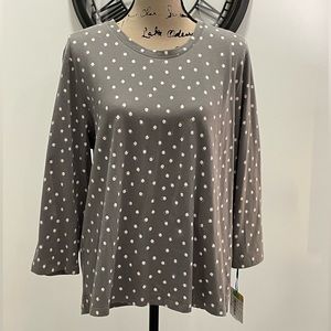 Sleep sense large gray polka dot print sleep top. Nwt